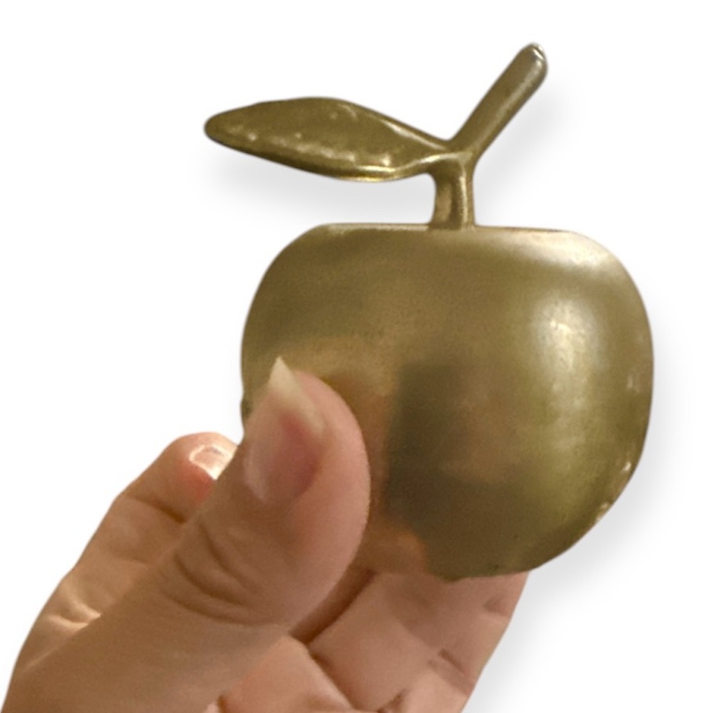 Vintage Heavy Brass Apple Shaped Bell, Teachers Gift, Golden Apple